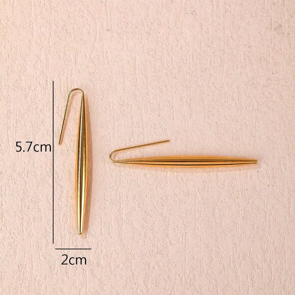 Stud Earrings, Minimalist Stainless Steel Long Trendy Stud Earrings - Picture 3 of 4